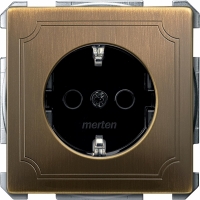 2300-4143 Merten розетка 1-ая с/з с защитными шторками безвинт (античная латунь)