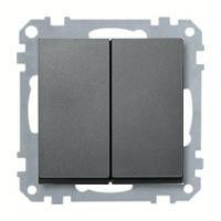 Merten Кнопочный двухклавишный выключатель с 1-НО контактом (антрацит) System M