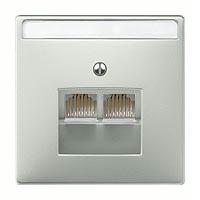 Merten Розетка компьютерная двойная RJ45 6-й кат (стальной) System Design