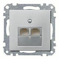 Merten Розетка компьютерная двойная RJ45 6-й кат (алюминий) System M