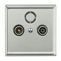 Merten Телевизионная розетка тройная проходная TV+Radio+Sat (стальной) System Design
