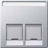 466560 Merten Лицевая панель для двойной розетки RJ45 System M (Алюминий)