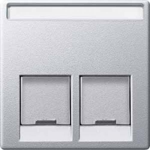 466560 Merten Лицевая панель для двойной розетки RJ45 System M (Алюминий)